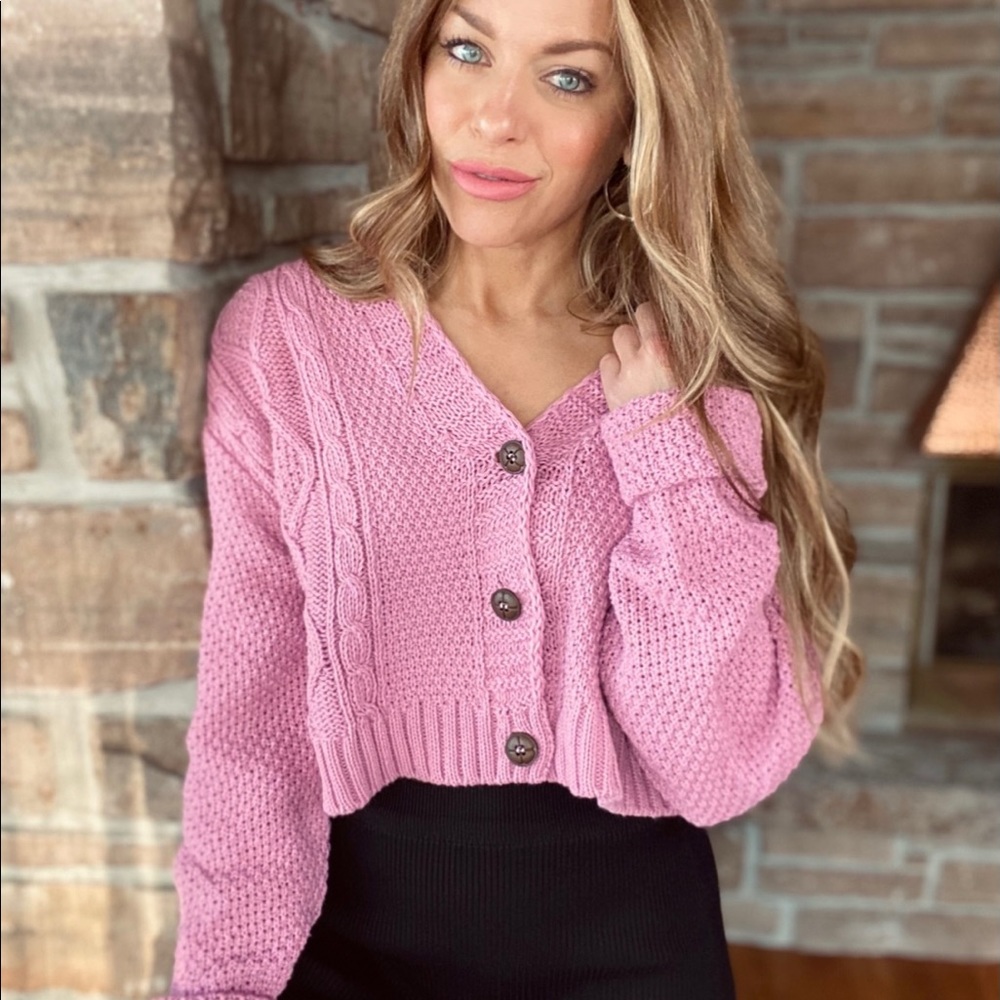 PrettyLittleThing Pink Cropped Cardigan